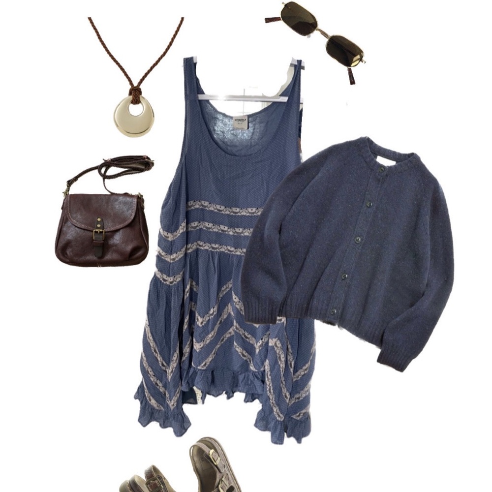 Free people trapeze slip dress blue